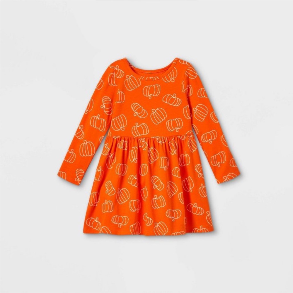 Cat & jack orange pumpkin l/s dress